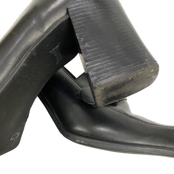 Franco Fortini Black Leather Heeled Loafer Slip on Shoes Office Career Womens 11 - Picture 5 of 10